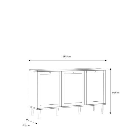 Bufet Cu 3 Usi Charleston, Stejar Elegancia Si Polyrattan 149.8 Cm-01