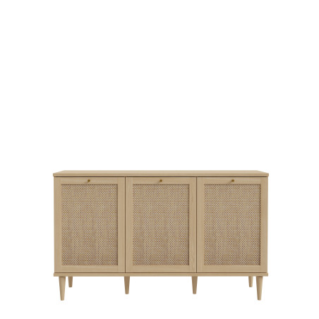 Bufet Cu 3 Usi Charleston, Stejar Elegancia Si Polyrattan 149.8 Cm-01