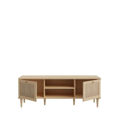 Comoda TV 2 Usi Charleston, Stejar Elegancia si Polyrattan 159.8 Cm-01