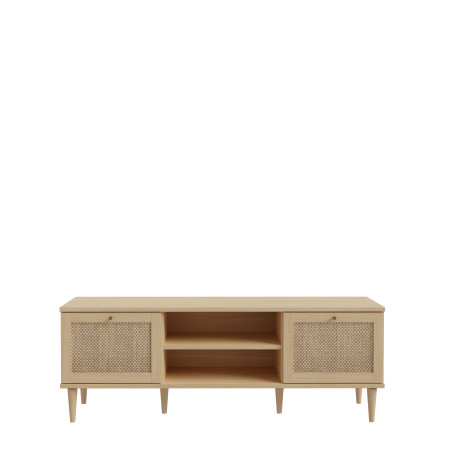 Comoda TV 2 Usi Charleston, Stejar Elegancia si Polyrattan 159.8 Cm-01