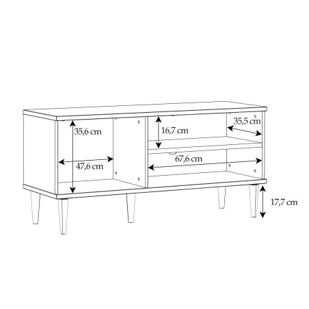 Comoda TV 1 Usa Charleston, Stejar Elegancia Si Polyrattan,120.1 Cm-01