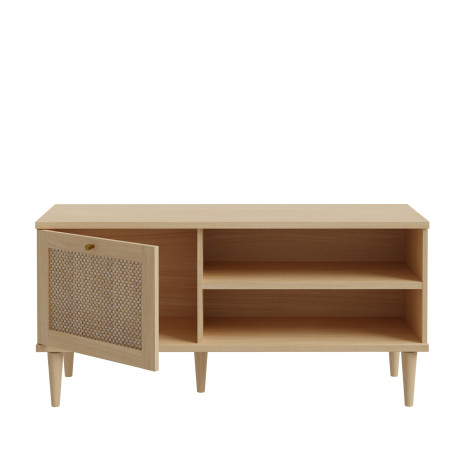 Comoda TV 1 Usa Charleston, Stejar Elegancia Si Polyrattan,120.1 Cm-01