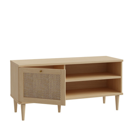 Comoda TV 1 Usa Charleston, Stejar Elegancia Si Polyrattan,120.1 Cm-01