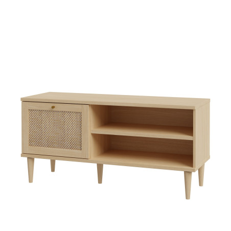 Comoda TV 1 Usa Charleston, Stejar Elegancia Si Polyrattan,120.1 Cm-01