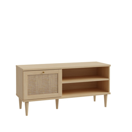 Comoda TV 1 Usa Charleston, Stejar Elegancia Si Polyrattan,120.1 Cm-01