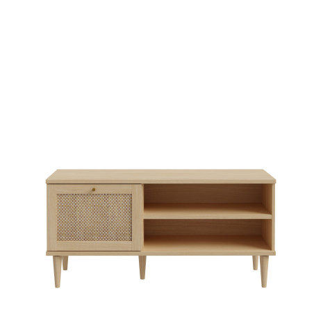 Comoda TV 1 Usa Charleston, Stejar Elegancia Si Polyrattan,120.1 Cm-01