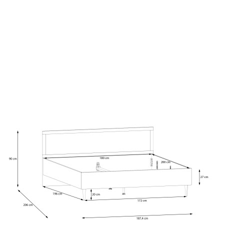 Pat Charleston, Dimensiune Saltea 180 x 200 Cm, Stejar Elegancia Si Polyrattan-01