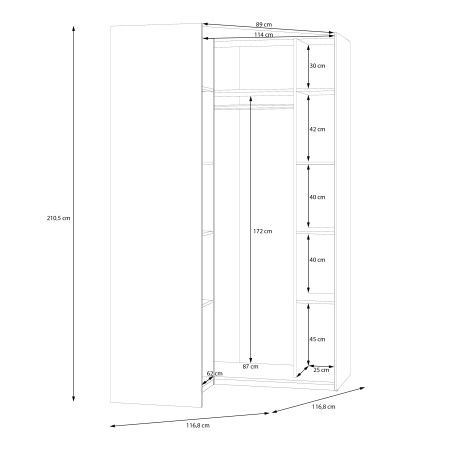Dulap Colt 2 Usi Ecobest 2  Alb, 116.8 Cm-01