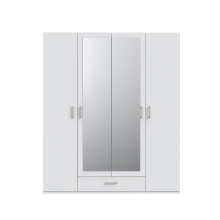 Dulap 4 Usi Si Oglinda  Ecobest 2 Alb, 177.5 Cm-01