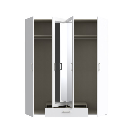 Dulap 4 Usi Si Oglinda  Ecobest 2 Alb, 177.5 Cm-01