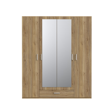 Dulap 4 Usi Si Oglinda Ecobest 2 Stejar Mauvella, 177.5 Cm-01