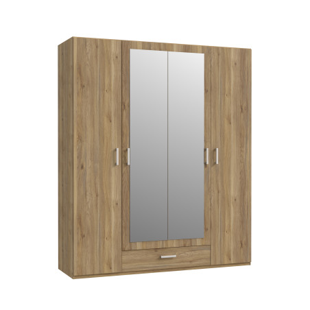 Dulap 4 Usi Si Oglinda Ecobest 2 Stejar Mauvella, 177.5 Cm-01