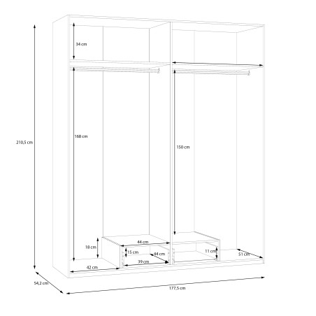 Dulap 4 Usi Si 1 Sertar  Ecobest 2 Alb, 177.5 Cm-01