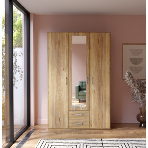 Dulap 3 Usi Si 2 Sertare Ecobest 2 Stejar Mauvella, 133.2 Cm