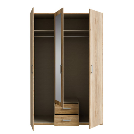 Dulap 3 Usi Si 2 Sertare Ecobest 2 Stejar Mauvella, 133.2 Cm-01