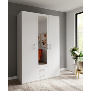 Dulap 3 Usi Si 2 Sertare Ecobest 2 Alb, 133.2 Cm