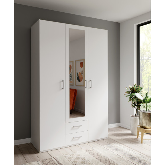 Dulap 3 Usi Si 2 Sertare Ecobest 2 Alb, 133.2 Cm