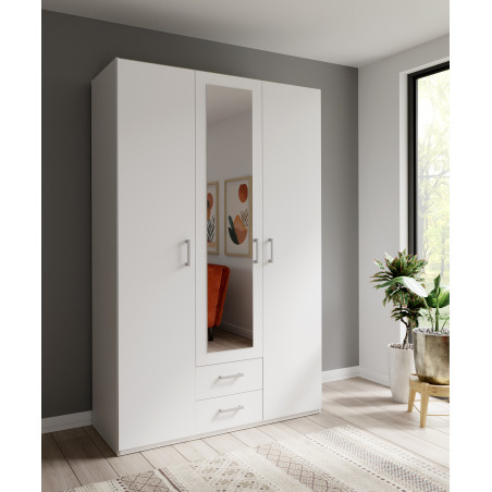 Dulap 3 Usi Si 2 Sertare Ecobest 2 Alb, 133.2 Cm-01