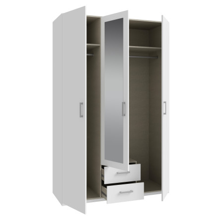 Dulap 3 Usi Si 2 Sertare Ecobest 2 Alb, 133.2 Cm-01