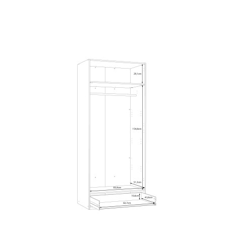 Dulap 2 Usi Si 1 Sertar Ecobest 2 Stejar Mauvella, 88.9 Cm-01