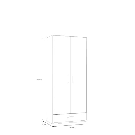 Dulap 2 Usi Si 1 Sertar Ecobest 2 Stejar Mauvella, 88.9 Cm-01