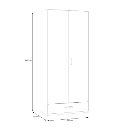 Dulap 2 Usi Si 1 Sertar Ecobest 2 Alb, 88.9 Cm-01