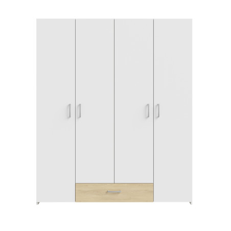 Dulap 4 Usi Ecobest Alb Si Stejar Puccini, 159.1 Cm-01
