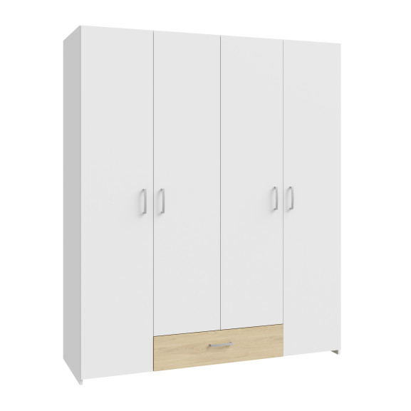 Dulap 4 Usi Ecobest Alb Si Stejar Puccini, 159.1 Cm