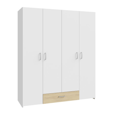 Dulap 4 Usi Ecobest Alb Si Stejar Puccini, 159.1 Cm-01