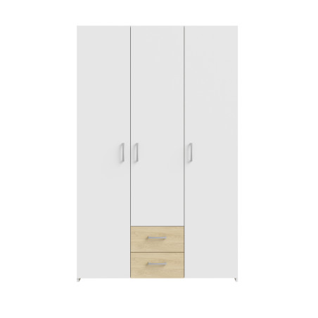 Dulap 3 Usi Ecobest  Alb Si Stejar Puccini, 119.4 Cm-01