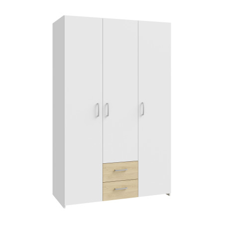 Dulap 3 Usi Ecobest  Alb Si Stejar Puccini, 119.4 Cm-01