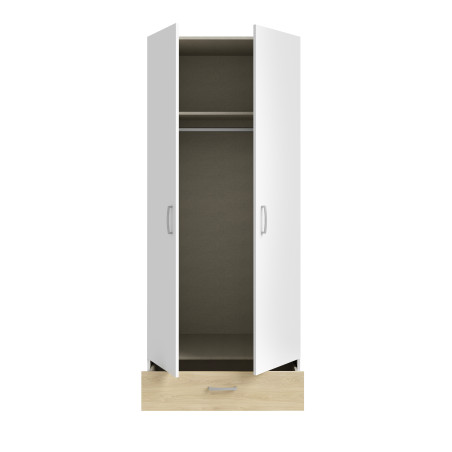 Dulap 2 Usi Si 1 Sertar Ecobest Alb Si Stejar Puccini, 79.7 Cm-01