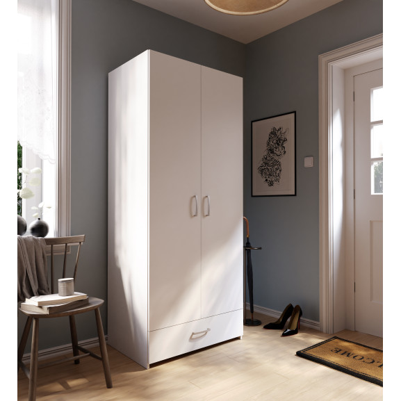 Dulap 2 Usi Si 1 Sertar  Ecobest Alb, 79.7 Cm
