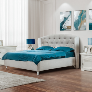 Pat Tapitat Cu Somiera Rabatabila Verona, Dimensiune Saltea 180 x 200 Cm, Gri