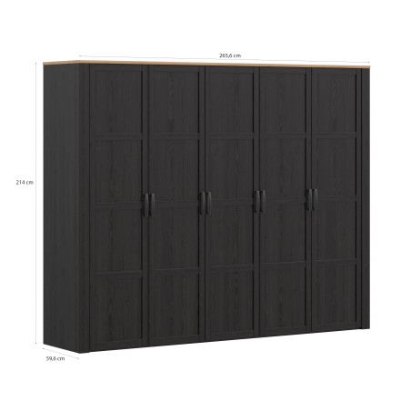 Dulap 5 Usi  Blackhit, Stejar Riviera Si Stejar Cabezone, 265,6 Cm-01