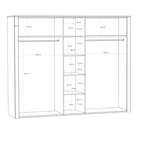 Dulap 5 Usi  Blackhit, Stejar Riviera Si Stejar Cabezone, 265,6 Cm-01