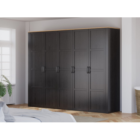 Dulap 5 Usi  Blackhit, Stejar Riviera Si Stejar Cabezone, 265,6 Cm-01