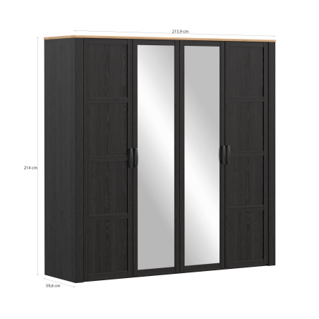 Dulap 4 Usi  Blackhit, Stejar Riviera Si Stejar Cabezone, 215,9 Cm-01