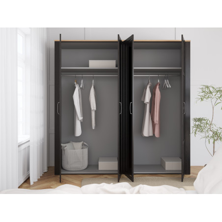 Dulap 4 Usi  Blackhit, Stejar Riviera Si Stejar Cabezone, 215,9 Cm-01