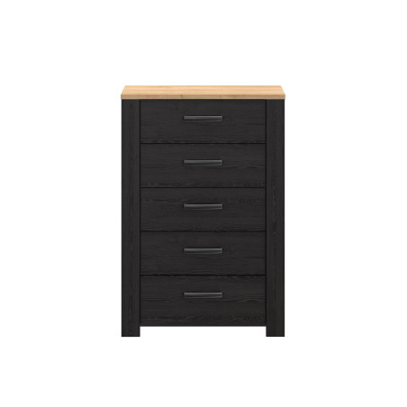 Comoda 5 Sertare  Blackhit, Stejar Riviera Si Stejar Cabezone, 71.7  Cm-01
