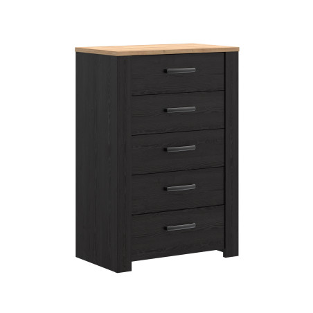 Comoda 5 Sertare  Blackhit, Stejar Riviera Si Stejar Cabezone, 71.7  Cm-01