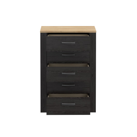 Comoda 5 Sertare  Blackhit, Stejar Riviera Si Stejar Cabezone, 71.7  Cm-01