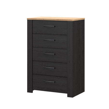 Comoda 5 Sertare  Blackhit, Stejar Riviera Si Stejar Cabezone, 71.7  Cm-01