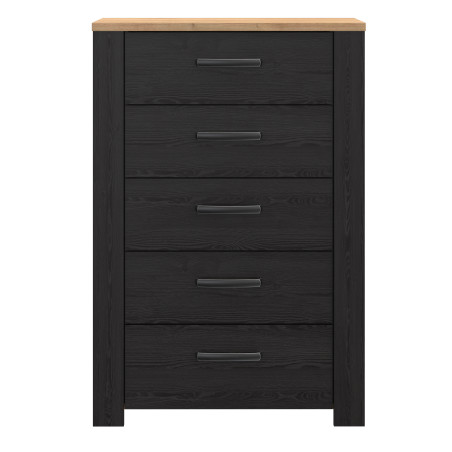 Comoda 5 Sertare  Blackhit, Stejar Riviera Si Stejar Cabezone, 71.7  Cm-01