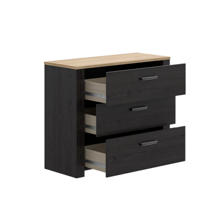 Comoda 4 Sertare Blackhit, Stejar Riviera Si Stejar Cabezone, 101,4  Cm-01