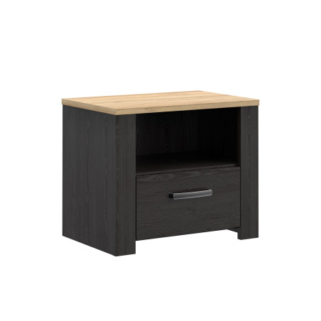 Noptiera Cu 1 Sertar Blackhit, Stejar Riviera Si Stejar Cabezone, 61.6  Cm-01