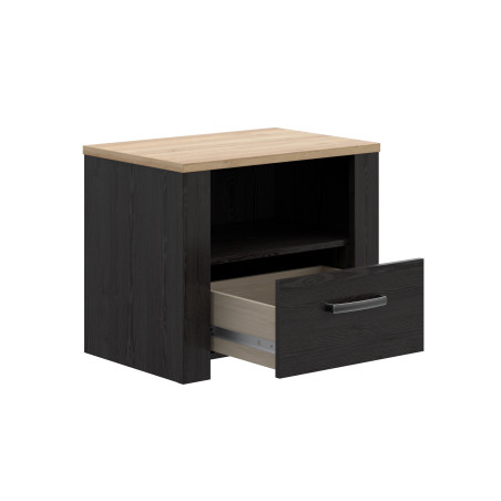 Noptiera Cu 1 Sertar Blackhit, Stejar Riviera Si Stejar Cabezone, 61.6  Cm-01