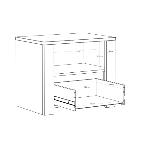 Noptiera Cu 1 Sertar Blackhit, Stejar Riviera Si Stejar Cabezone, 61.6  Cm-01