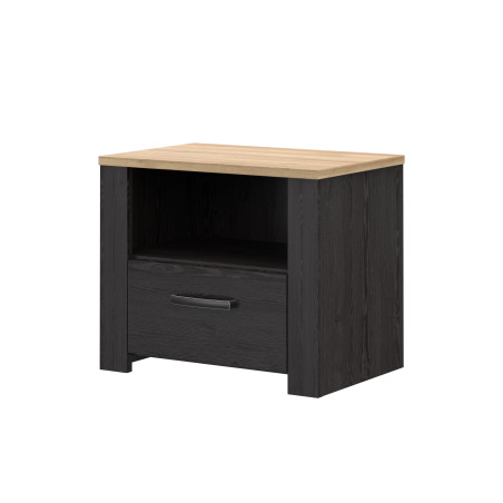 Noptiera Cu 1 Sertar Blackhit, Stejar Riviera Si Stejar Cabezone, 61.6  Cm-01