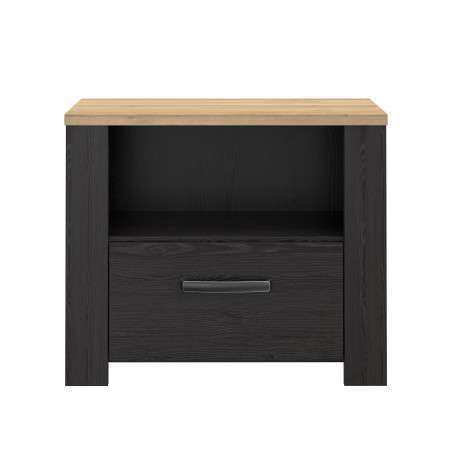 Noptiera Cu 1 Sertar Blackhit, Stejar Riviera Si Stejar Cabezone, 61.6  Cm-01